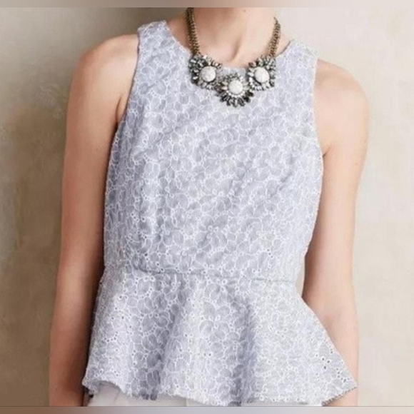 HD in Paris Eyelet Peplum Top Size 4 - Picture 1 of 9